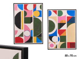 GIFTDECOR Tableau Abstrait Couleurs Assorties 50x70cm avec Cadre Noir