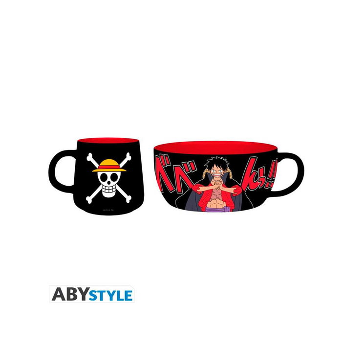 Abystyle Set Tasse + Bol One Piece Luffy, Cadeau Fan, Bol pour Céréales et Tasse Abystyle Set Tasse + Bol One Piece Luffy, Cadeau Fan, Bol pour Céréales et Tasse