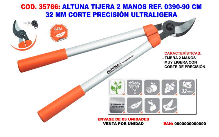 ALTUNA Tijeras de poda de dos manos 0390 90cm 32mm ALTUNA Tijeras de poda de dos manos 0390 90cm 32mm