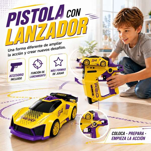 Jugatoys - atodavelocidad Voiture radiocommandée avec lanceur laser