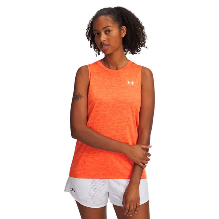 Maillot de Corps sans Manches pour Femme Under Armour Tech Tank Twist Orange Fitness M