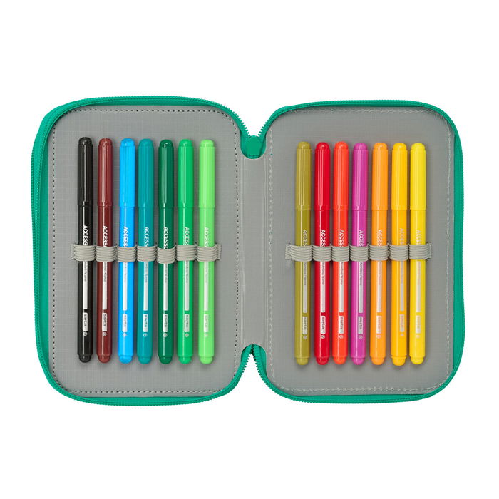 Pochette à crayons triple Real Betis Balompié Aigue marine 12,5 x 19,5 x 5,5 cm 37 Pièces