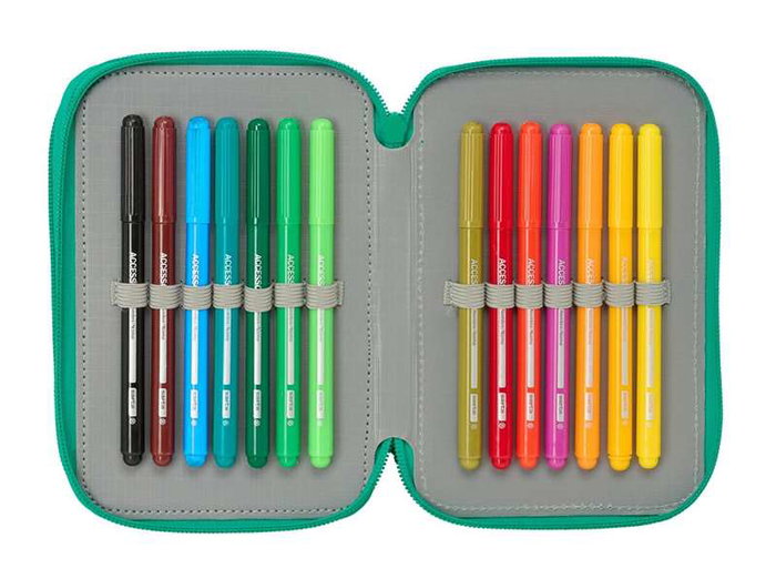 Safta Plumier triple 37 pièces résistant à l'eau avec design Real Betis Balompié - Dimensions 12.5 x 19.5 x -5.5 cm
