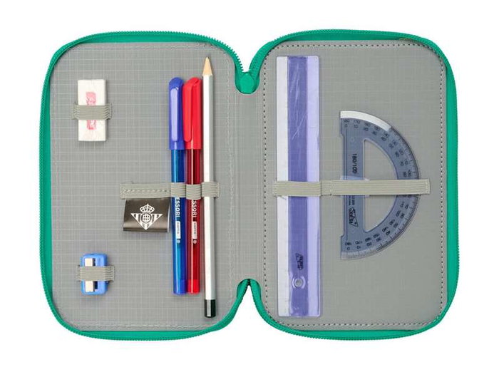 Safta Plumier triple 37 pièces résistant à l'eau avec design Real Betis Balompié - Dimensions 12.5 x 19.5 x -5.5 cm