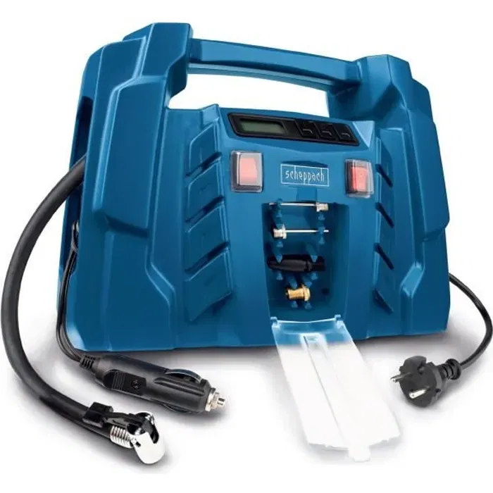 Scheppach AIR FORCE 5 - Compresseur portatif 1500 W avec régulation électronique de pression (0.1-8 bars) pour voiture, vélo et ballons Scheppach AIR FORCE 5 - Compresseur portatif 1500 W avec régulation électronique de pression (0.1-8 bars) pour voiture, vélo et ballons