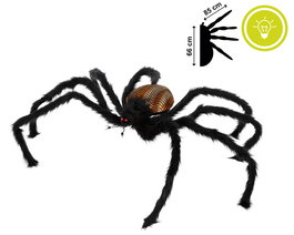 Decodim Araña Halloween - Araignée décorative lumineuse marron et violette 130*100 cm pour fête, décoration maison