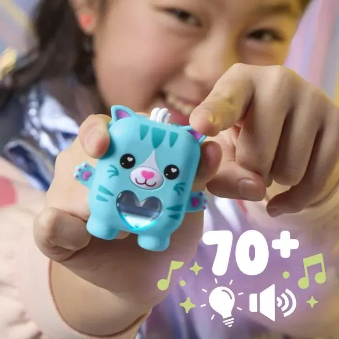Hasbro Nano-mals Pawtricia, chaton bleu compagnon électronique interactif avec 70+ réactions, jouet de poche pour enfants dès 5 ans