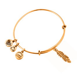Alex And Ani Bracelet en Métal Doré avec Petite Plume