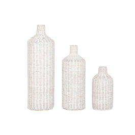 Ensemble de 3 Vases Home ESPRIT Métal Naturel 25 x 25 x 80 cm (3 Pièces)
