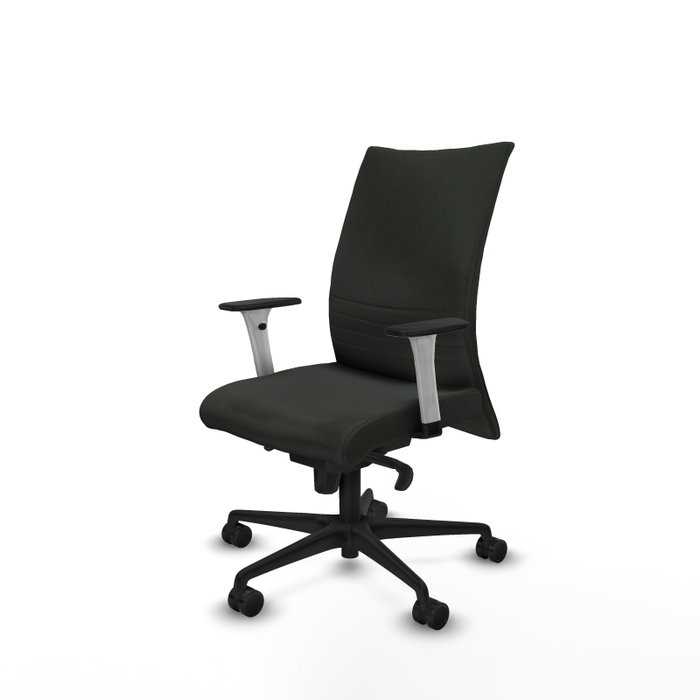Piqueras Y Crespo Albacete confidente - Chaise de bureau noire avec mécanisme Synchro et accoudoirs ByN