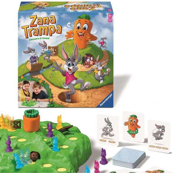 Ravensburger Jeu Zana Trampa – Gira la Zanahoria – Course d’obstacles – À partir de 4 ans – Boîte espagnol, italien, portugais