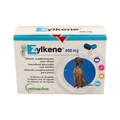 VETOQUINOL VET Zylkene 450 mg pour chiens de plus de 30 kg, 100 capsules VETOQUINOL VET Zylkene 450 mg pour chiens de plus de 30 kg, 100 capsules