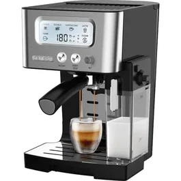 Sencor SES 4090SS Machine à Expresso Semi-Automatique 15 Bars avec Écran LCD, Thermoblock et Fonction Auto-Nettoyage - Réservoir 1,4 L