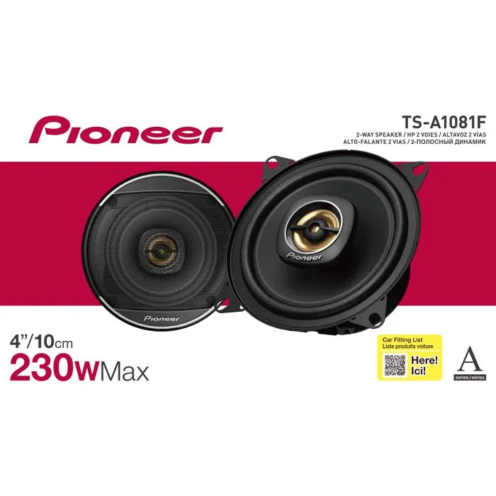 Pioneer TS-A1081F Haut-parleurs voiture coaxiaux 2 voies 10 cm 230W max 50W RMS Noir