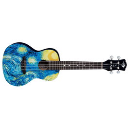 LUNA Uke Starry Night Concert Ukulélé avec Housse - Taille Concert en Acajou