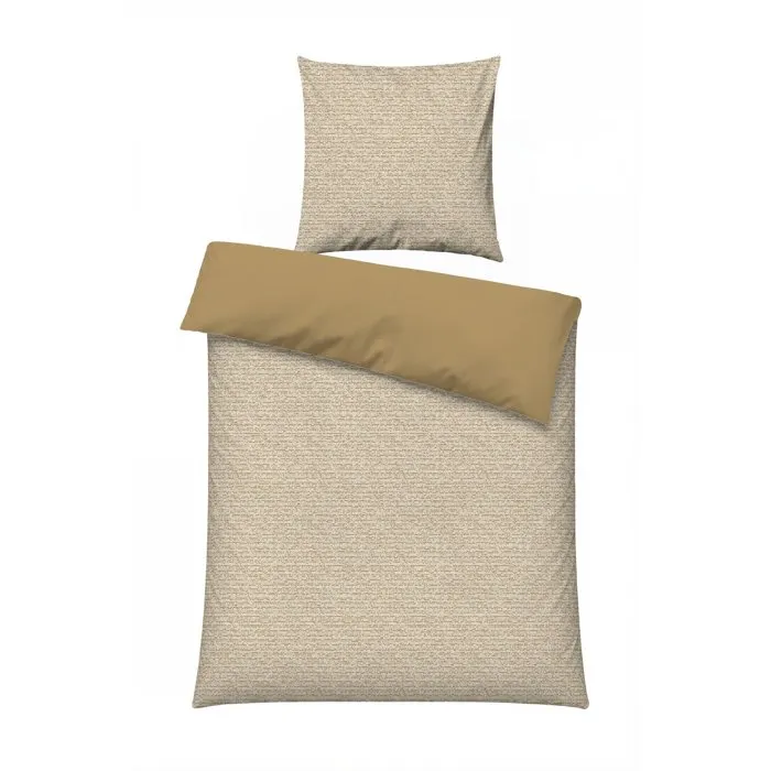 Parure de lit 140 x 200 cm - Gris / Moutarde / Blanc - 100% coton renforcé Parure de lit 140 x 200 cm - Gris / Moutarde / Blanc - 100% coton renforcé