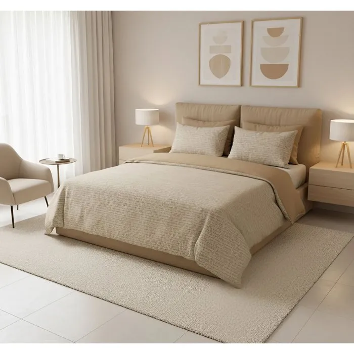 Parure de lit 140 x 200 cm - Gris / Moutarde / Blanc - 100% coton renforcé Parure de lit 140 x 200 cm - Gris / Moutarde / Blanc - 100% coton renforcé