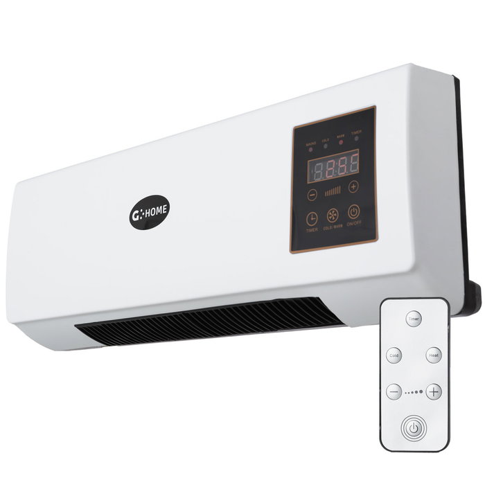 Chauffage Ventilateur PTC 1500W Blanc avec Télécommande et Minuterie 24H