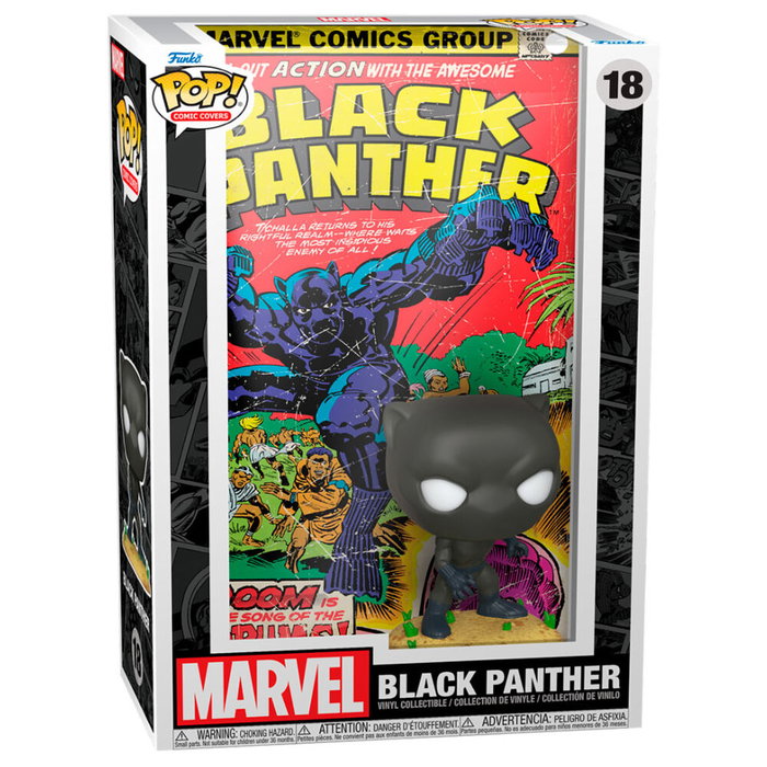 Funko POP Figura Comic Cover Marvel Black Panther - Figurine en vinyle de collection 9 cm avec fenêtre cadeau