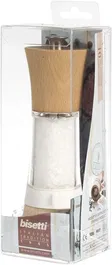 Bisetti - Moulin à sel PISA en bois et acrylique - 18 cm - Fabriqué en Italie