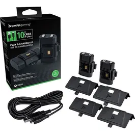 PDP Kit Play & Charge - Double batterie rechargeable pour manettes Xbox One, Series X|S - Noir - Officiel Xbox