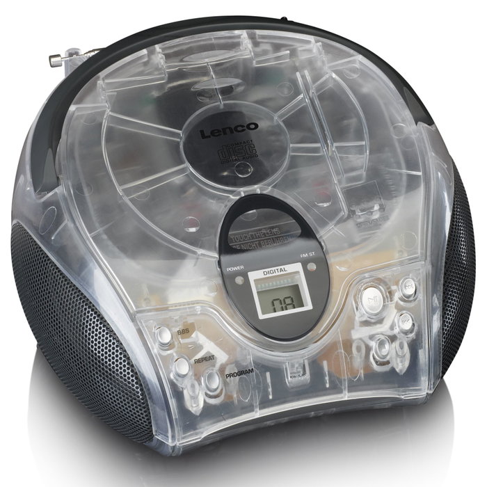 Lenco SCD-24 radio FM portable avec lecteur CD transparente Lenco SCD-24 radio FM portable avec lecteur CD transparente