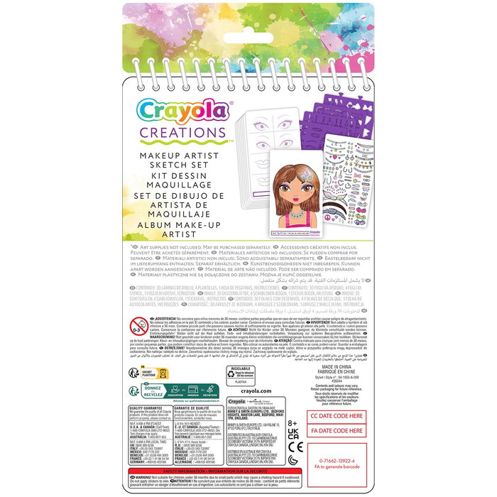 Crayola - Créations Album Maquillage de Stars 04-1055 - Album d'activités créatives avec autocollants et patrons - Maquillages et coiffures à la mode - Jeu pour enfants +8 ans