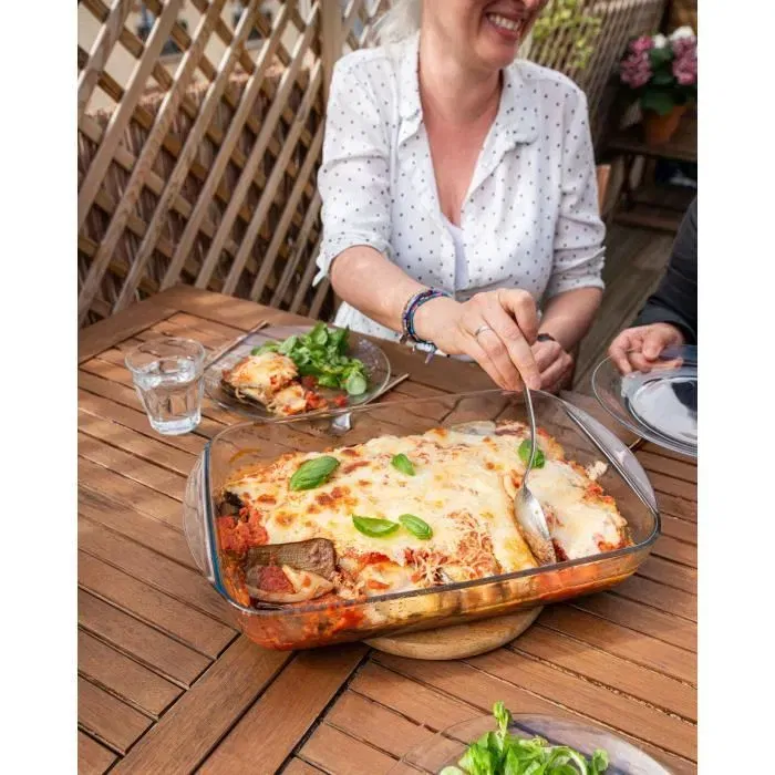 Pyrex 1450033 Plat à lasagnes rectangulaire en verre borosilicate - Résistant -40°C à +300°C et choc thermique de 200°C - 40 x 27 cm