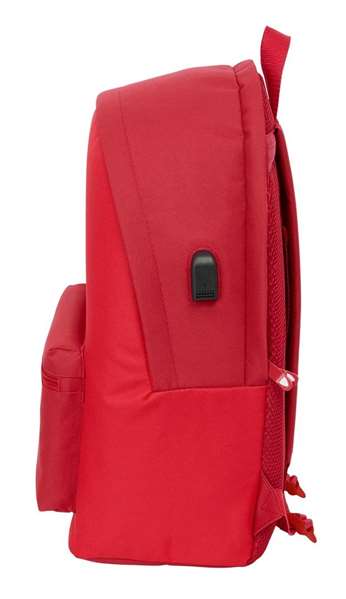 Safta - Mochila Sevilla FC Sac à dos double pour ordinateur portable 15.6 pouces avec chargeur USB et compartiment étanche - 31x44x18 cm