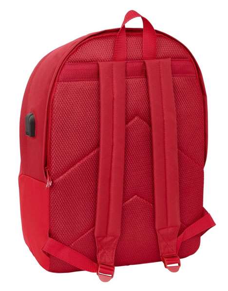 Safta - Mochila Sevilla FC Sac à dos double pour ordinateur portable 15.6 pouces avec chargeur USB et compartiment étanche - 31x44x18 cm