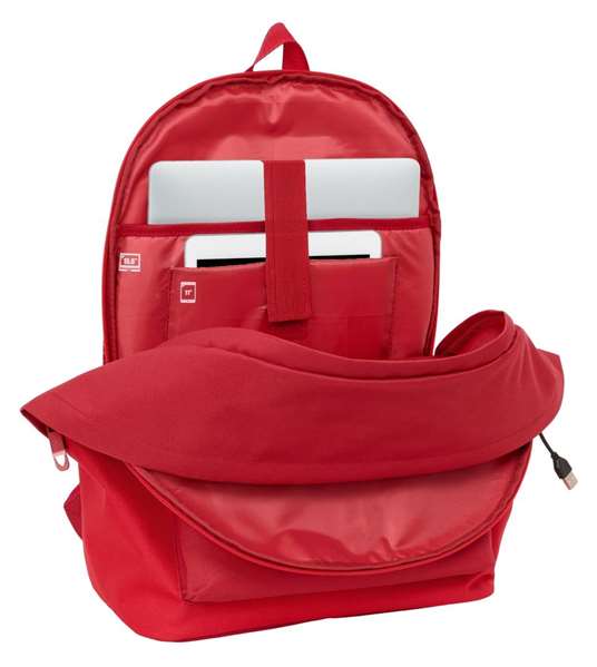 Safta - Mochila Sevilla FC Sac à dos double pour ordinateur portable 15.6 pouces avec chargeur USB et compartiment étanche - 31x44x18 cm
