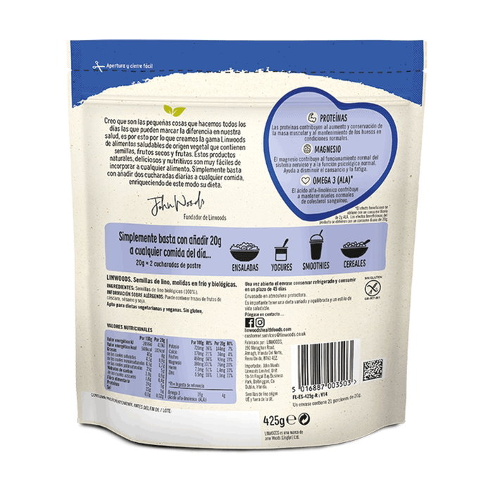 LINWOODS Graines de lin moulues BIO 425g