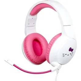 Konix Casque Gaming Circum-aural Filaire avec Micro - Thème Hello Kitty - Compatible PC, PS5, Switch 2, Xbox - Blanc et Rose - Confort Soft Touch