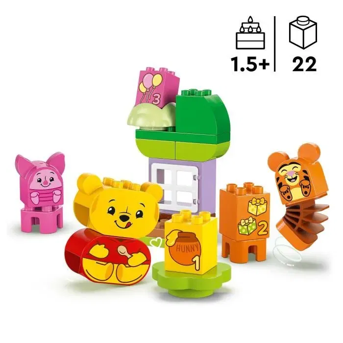 LEGO DUPLO Disney 10457 L'Anniversaire de Winnie l'Ourson - Jeu de construction 18 mois et + avec 3 figurines - Jouet éducatif LEGO DUPLO Disney 10457 L'Anniversaire de Winnie l'Ourson - Jeu de construction 18 mois et + avec 3 figurines - Jouet éducatif