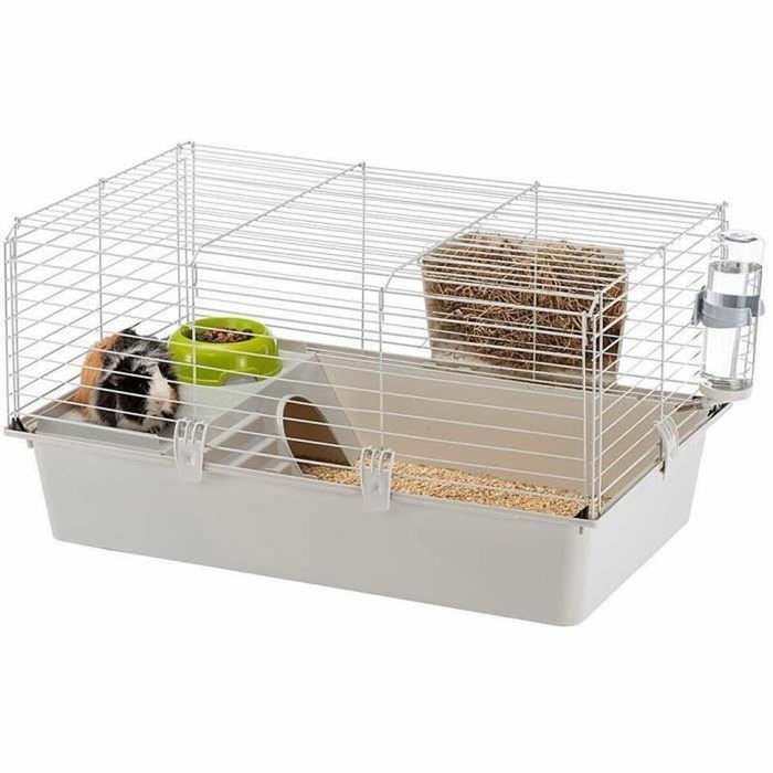 Ferplast Cavie 80X1 Cage pour cochons d'Inde et rongeurs 77 x 48 x 42 cm avec accessoires, gris clair Ferplast Cavie 80X1 Cage pour cochons d'Inde et rongeurs 77 x 48 x 42 cm avec accessoires, gris clair