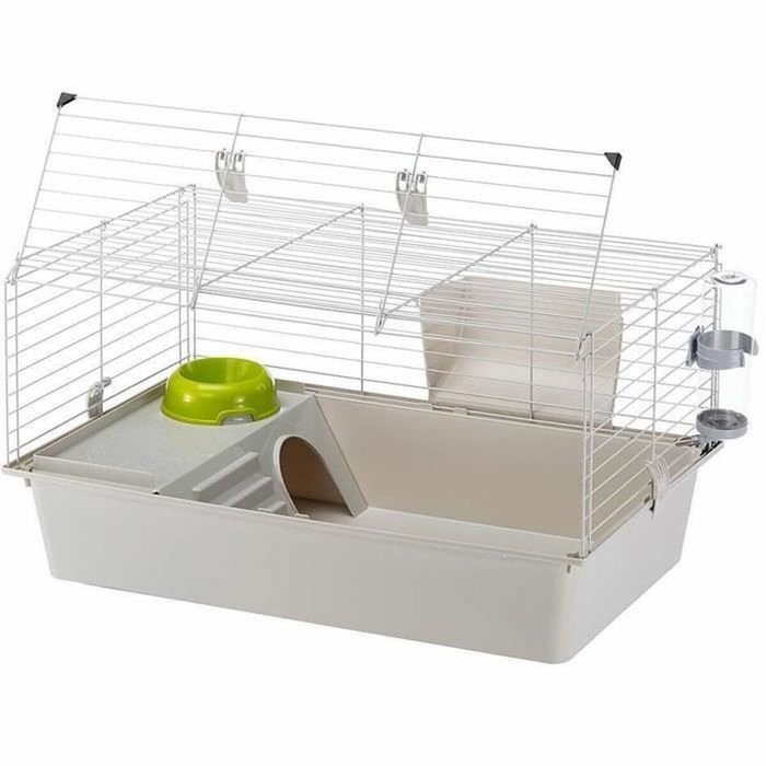 Ferplast Cavie 80X1 Cage pour cochons d'Inde et rongeurs 77 x 48 x 42 cm avec accessoires, gris clair Ferplast Cavie 80X1 Cage pour cochons d'Inde et rongeurs 77 x 48 x 42 cm avec accessoires, gris clair
