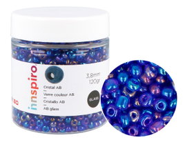 Innspiro Rocaille de verre ronde aurora boreale bleu marine 3,8 mm, 120 g