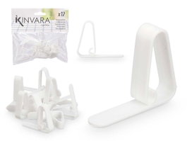 Kinvara Set de 12 serre-nappes blancs en plastique (PP) 17x16x4,5 cm (Set de 24)
