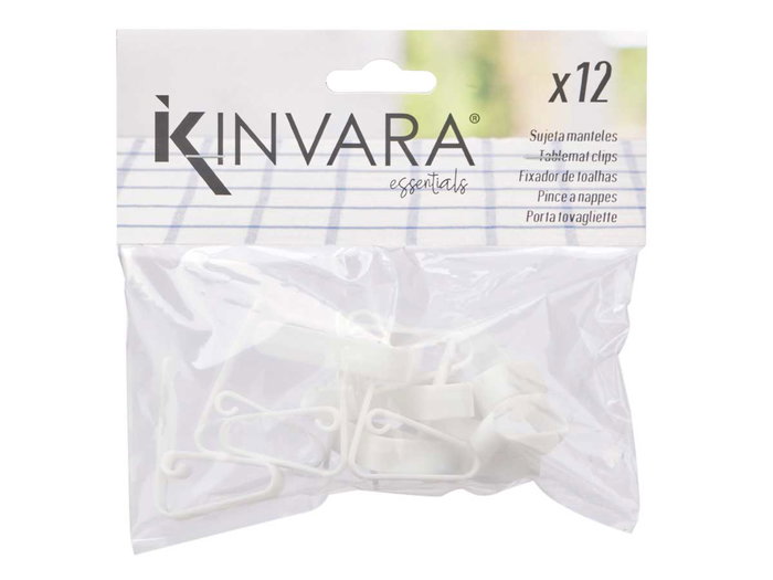 Kinvara Set de 12 serre-nappes blancs en plastique (PP) 17x16x4,5 cm (Set de 24)