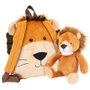 PERLETTI - Mochila reversible avec peluche Lenny Lion - Sac à dos pour enfant, 25 x 22 x 5 cm