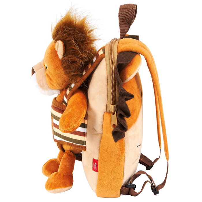 PERLETTI - Mochila reversible avec peluche Lenny Lion - Sac à dos pour enfant, 25 x 22 x 5 cm