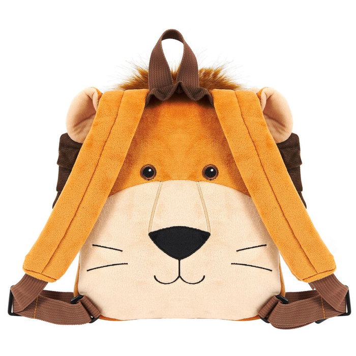 PERLETTI - Mochila reversible avec peluche Lenny Lion - Sac à dos pour enfant, 25 x 22 x 5 cm