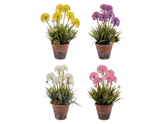 Ibergarden Fleur Artificielle avec Tiges Pot Ciment Assortis 24x43x24 cm (Set de 8)