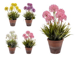 IBERGARDEN Fleurs artificielles avec tiges et pot en ciment - Lot de 8