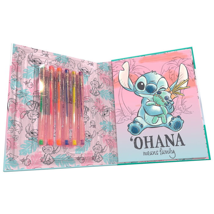 Kids Licensing - Blister cahier d'activités + 6 stylos gel Stitch Disney - 18.5x23x2.5 cm Kids Licensing - Blister cahier d'activités + 6 stylos gel Stitch Disney - 18.5x23x2.5 cm