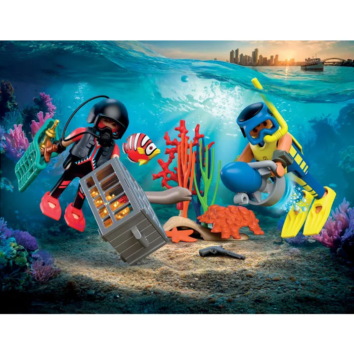 Playmobil 72078 Figurines - Policiers Plongeurs et Trésor, Épave et Coffre, Jouet pour Enfants, Figurine d'Action