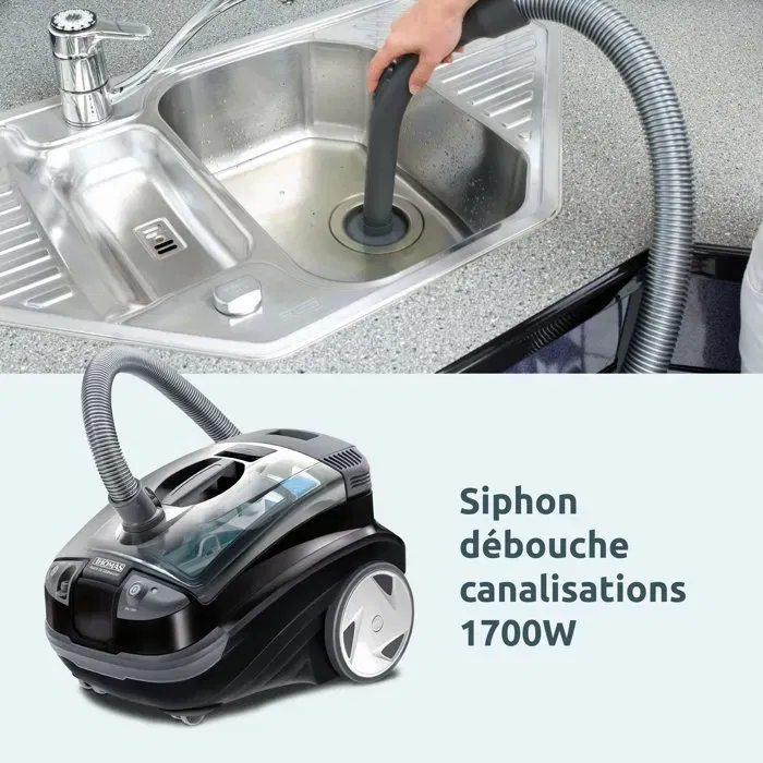 Thomas Aquatic Onyx Aspirateur Détacheur 2 en 1, Filtration par Eau, 1700W Max, 83 dB(A), Rayon d'Action 10m, Câble 6m