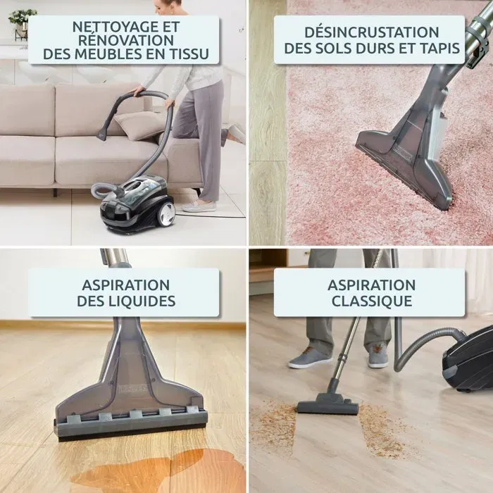 Thomas Aquatic Onyx Aspirateur Détacheur 2 en 1, Filtration par Eau, 1700W Max, 83 dB(A), Rayon d'Action 10m, Câble 6m