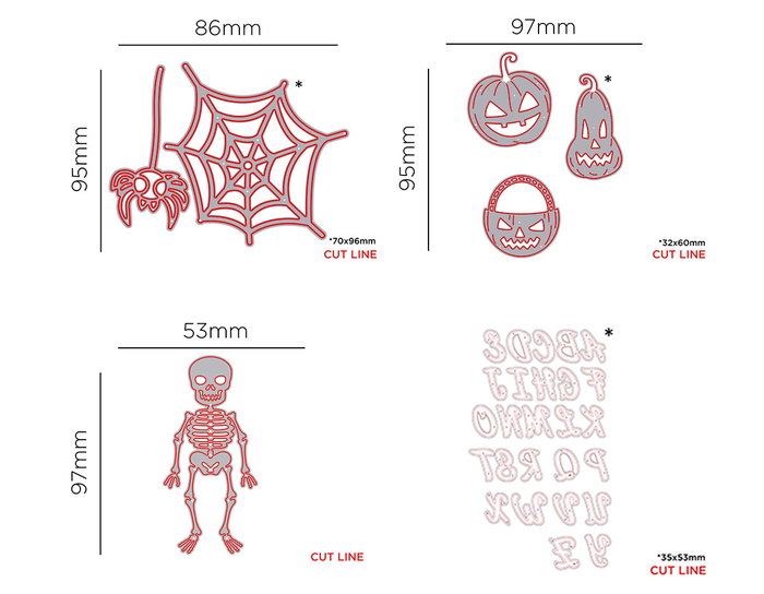 Misskuty Set de 4 Emporte-pièces Fins ZAG Halloween et Alphabet