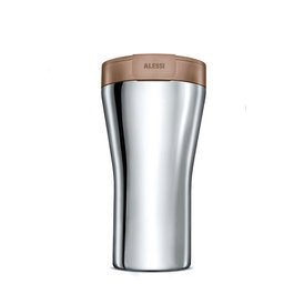 Alessi GIA24 BR - Cantimplore thermique de voyage en acier inoxidable 18/10 Caffa par Giulio Iacchetti - Pour boissons chaudes ou froides